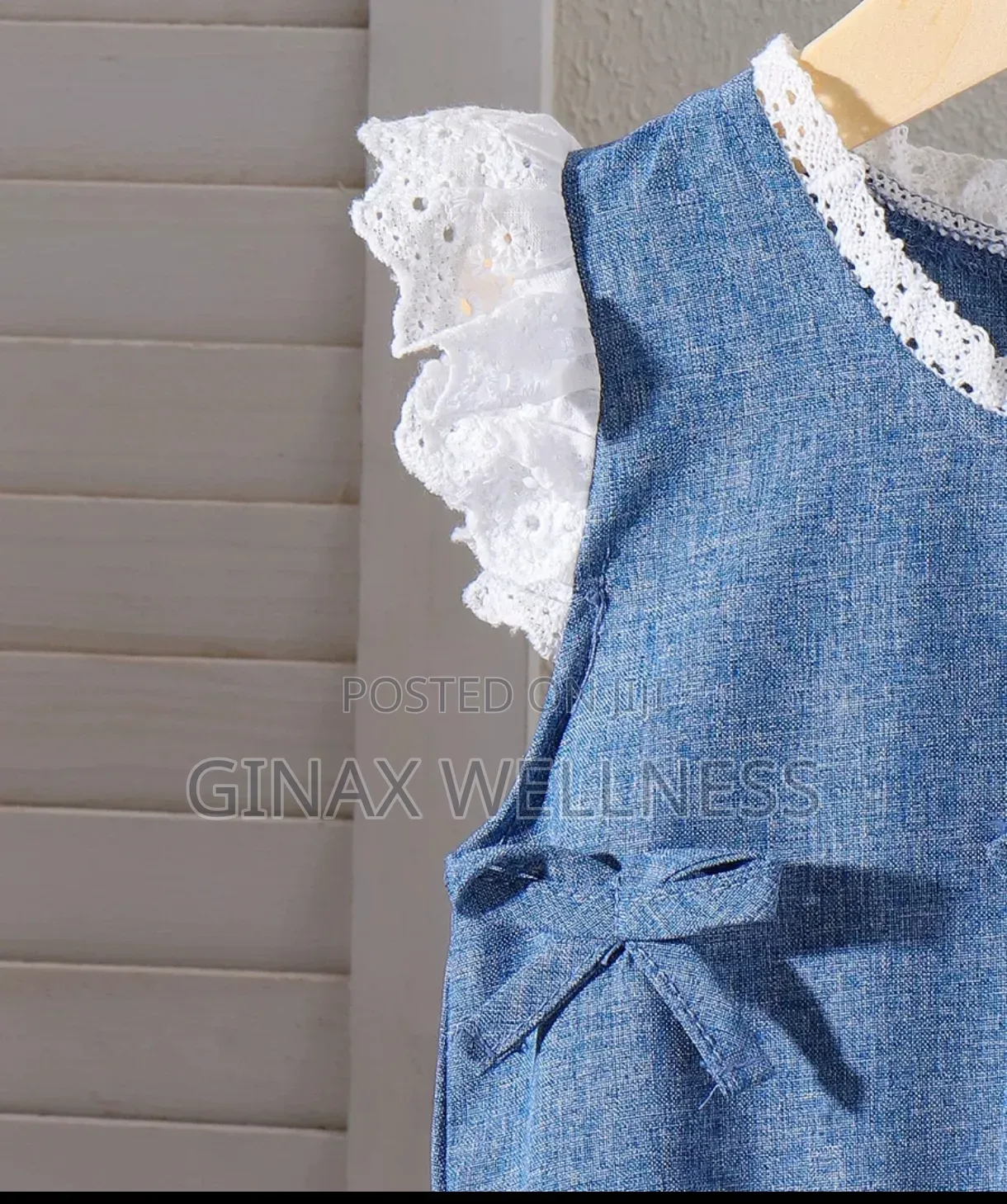 Sleeveless Bow Denim Top and Wide-Leg Denim Trousers