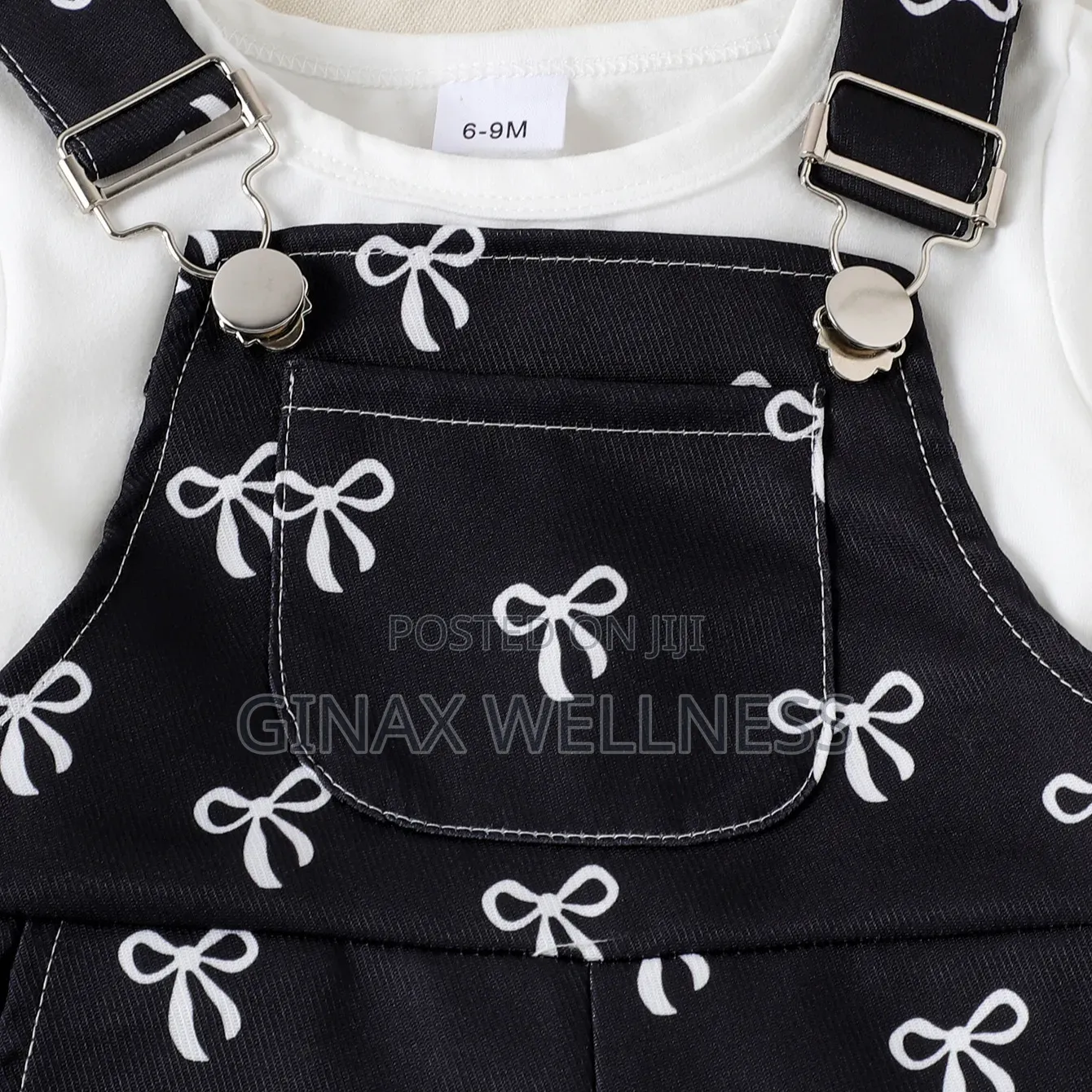 2-Piece Dungaree Outfit – Black Jumpsuit and White Long Sleeve Top