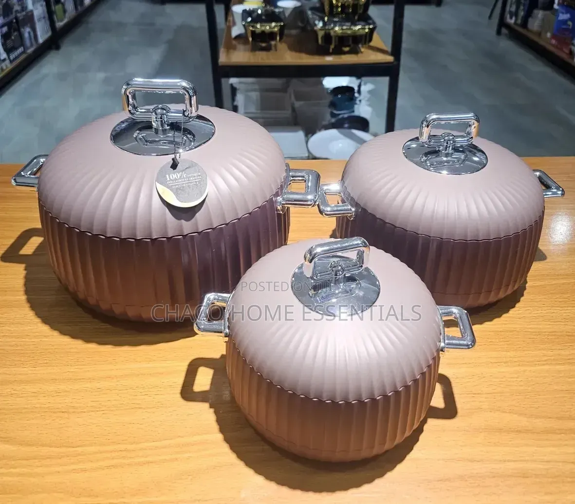 3-Piece Mauve Purple Insulated Food Warmer Set (1000ml/2000ml/3500ml)