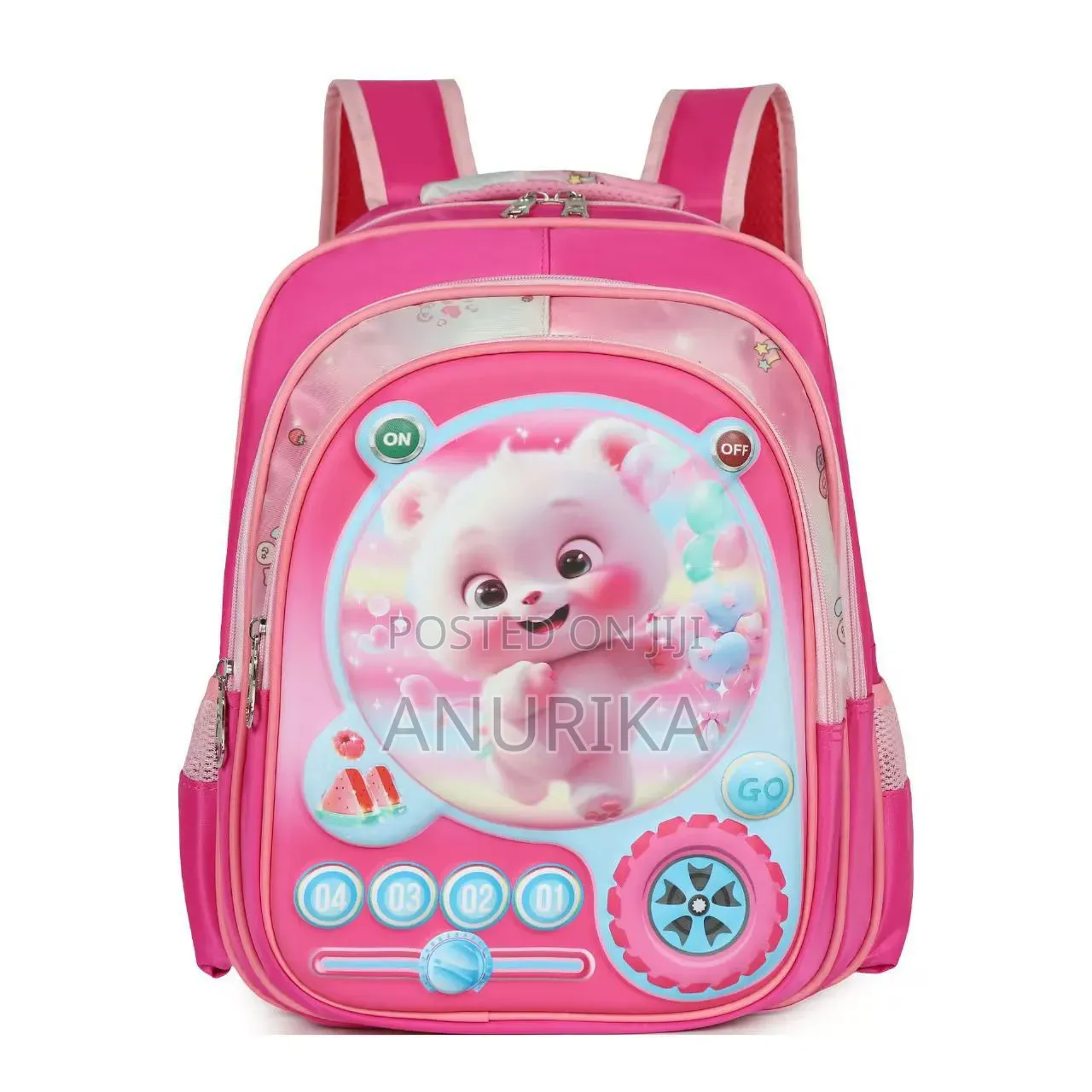 Cute Girls' Pink and Purple Cartoon School Backpack