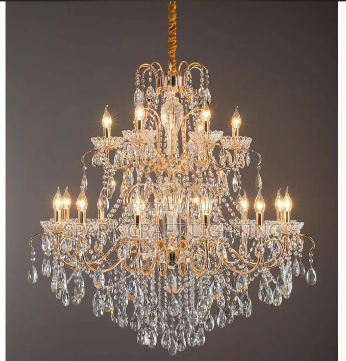 Luxury European Large Candle K9 Crystal Light Emitting Diode Pendant
