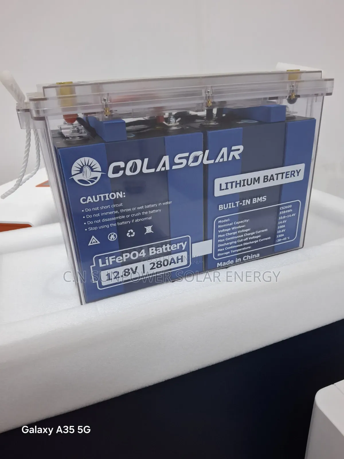 12v/280ahs Cola-Solar LifePO4 Lithium-Iron Battery