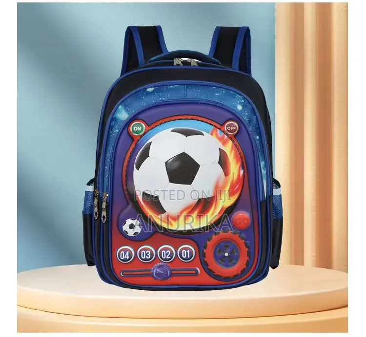 Kids’ 3D Football School Backpack – Blue and Red