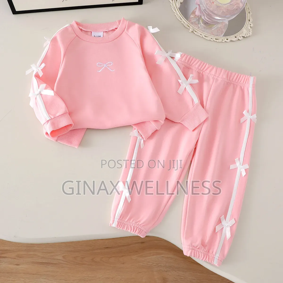 Baby Girls 2-Piece Tracksuit Set With Long Sleeve Sweatshirt & Joggers