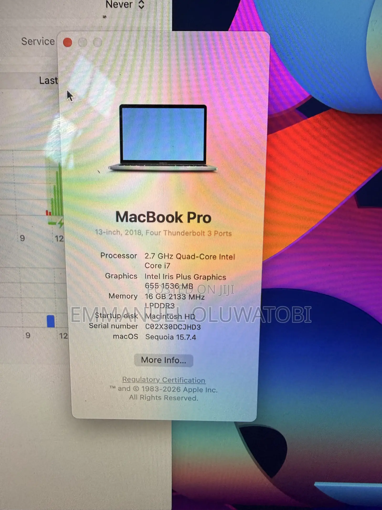 Laptop Apple MacBook Pro 2019 16GB Intel Core i7 SSD 1T