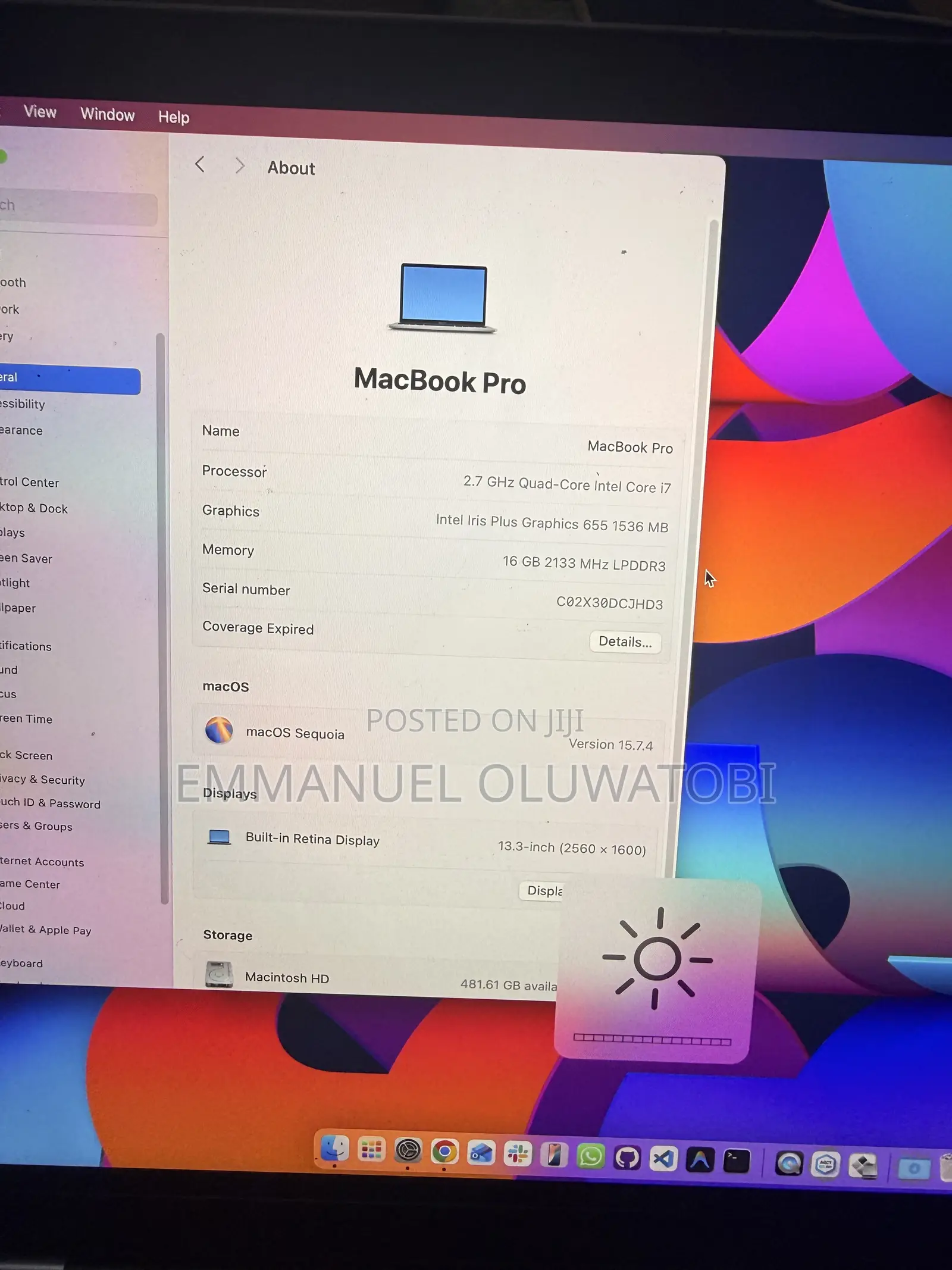 Laptop Apple MacBook Pro 2019 16GB Intel Core i7 SSD 1T