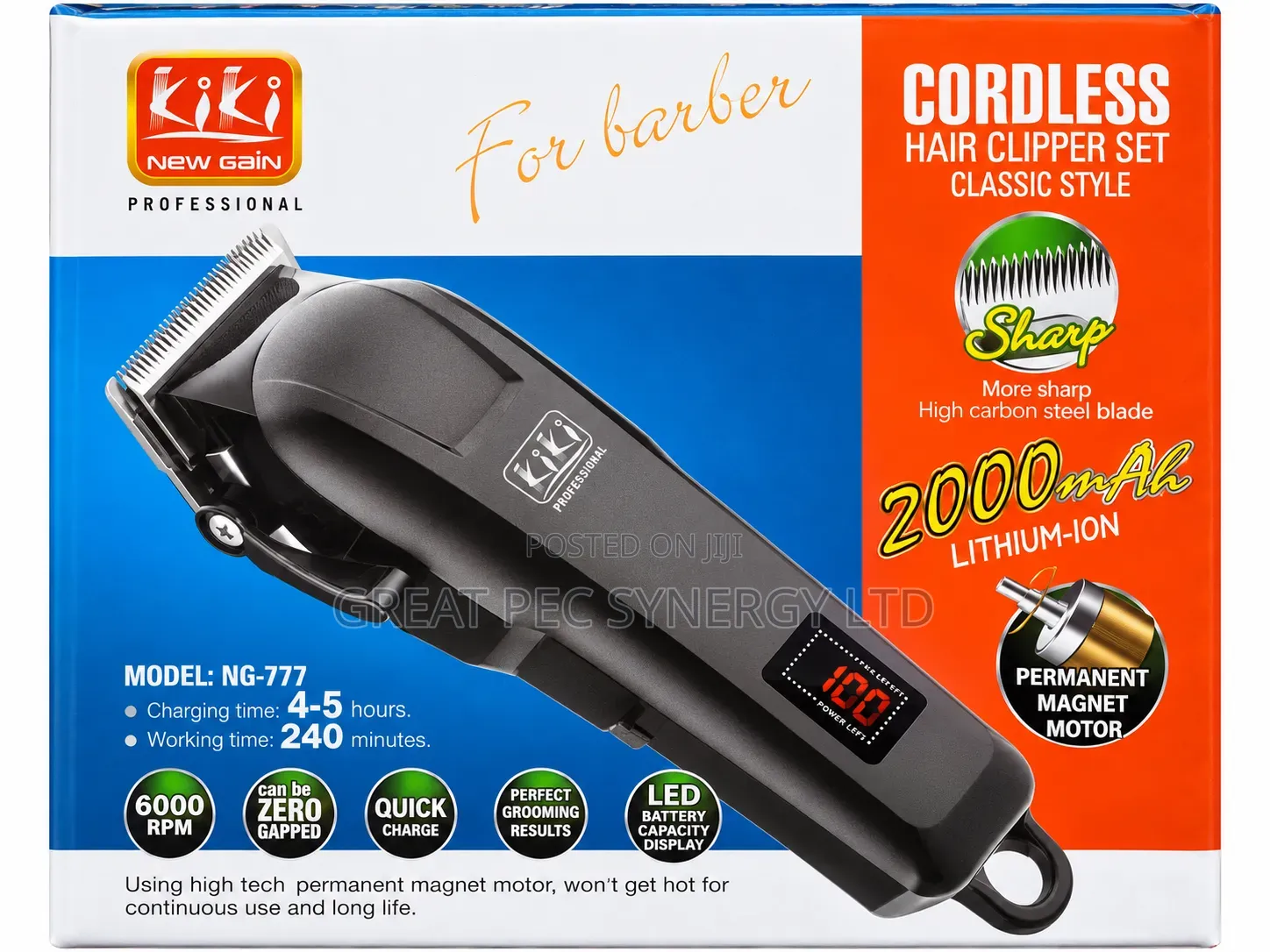 Kiki Rechargeable Clipper (Cordless With Digital Display)