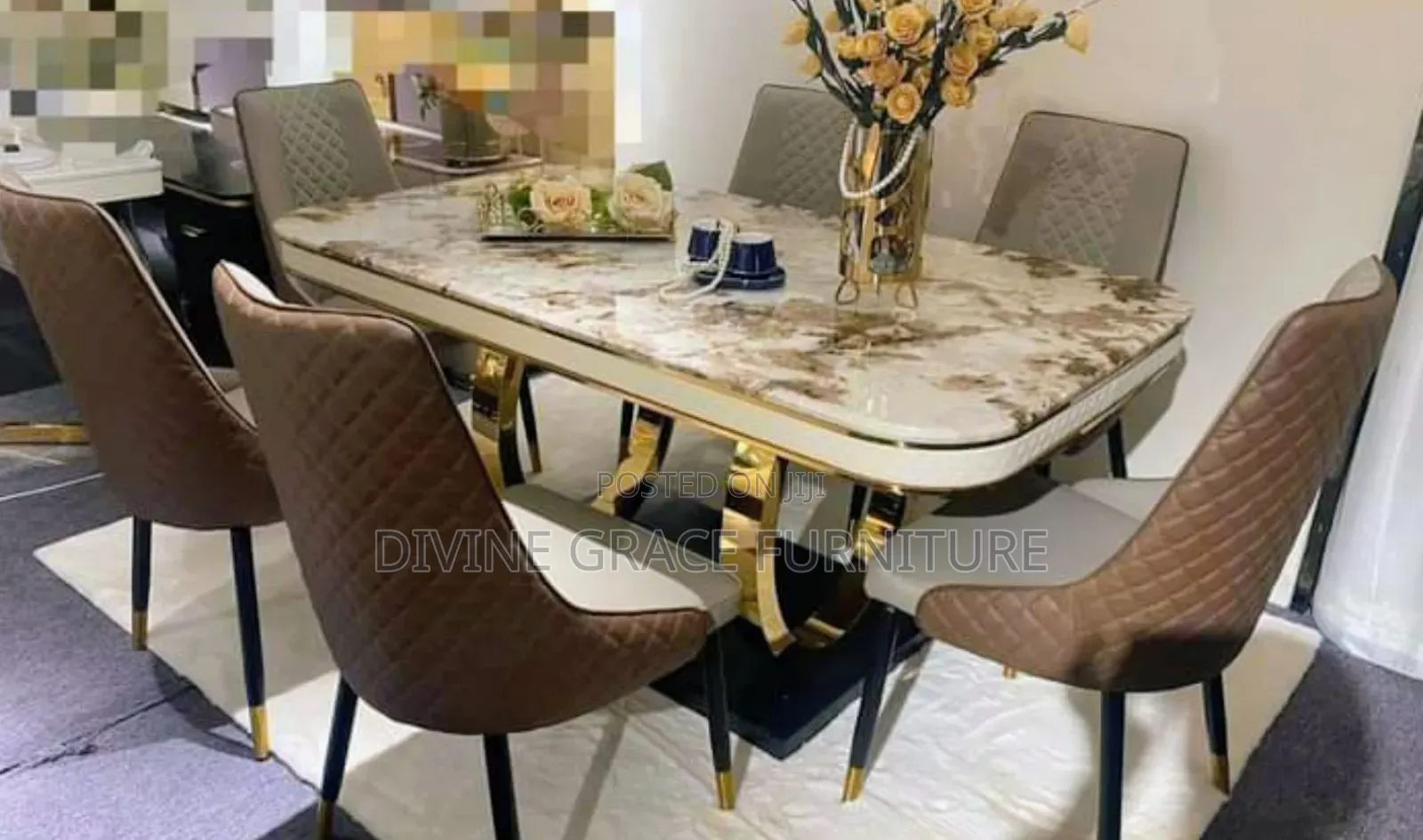 Premium Dining Table With Upholstered Chairs