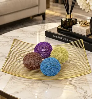 Luxury Gold Metal Fruit Basket - Decorative Centerpiece Tray