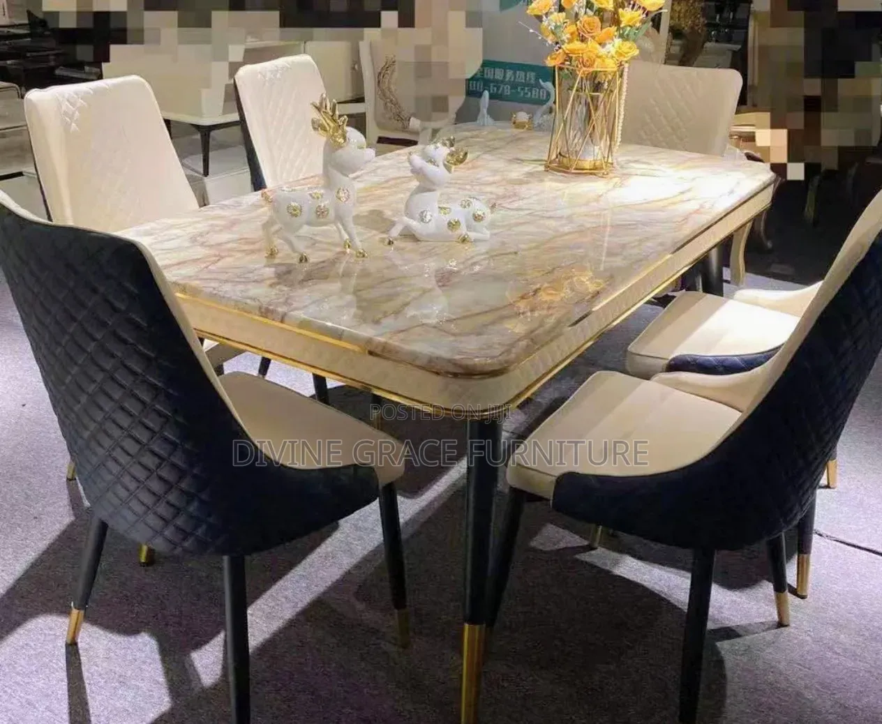 Contemporary Marble Dining Table & Chairs – Luxury Finish