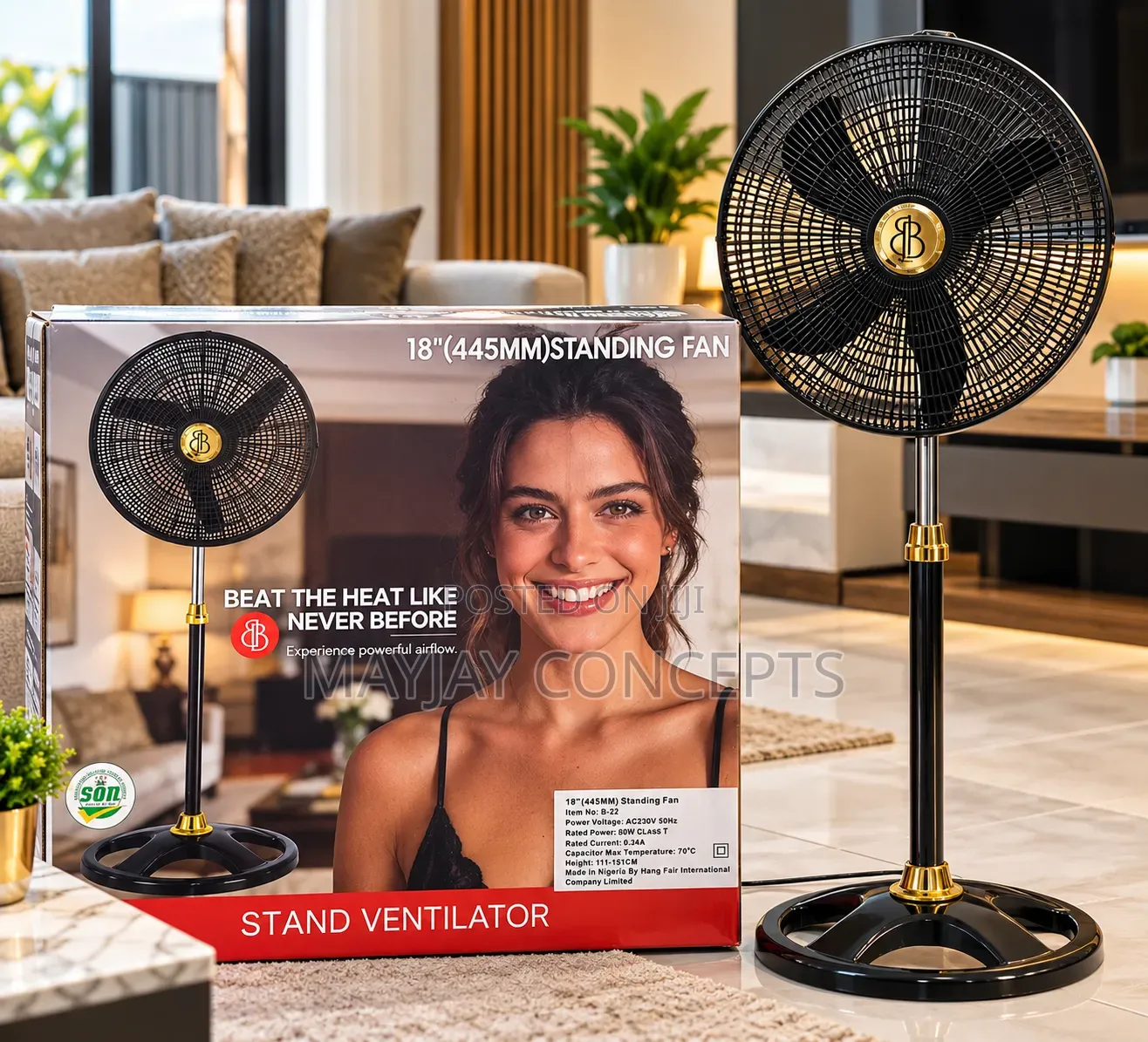 18-Inch BestBuy Copper Coil Standing Fan–80W Powerful Cooling Fan