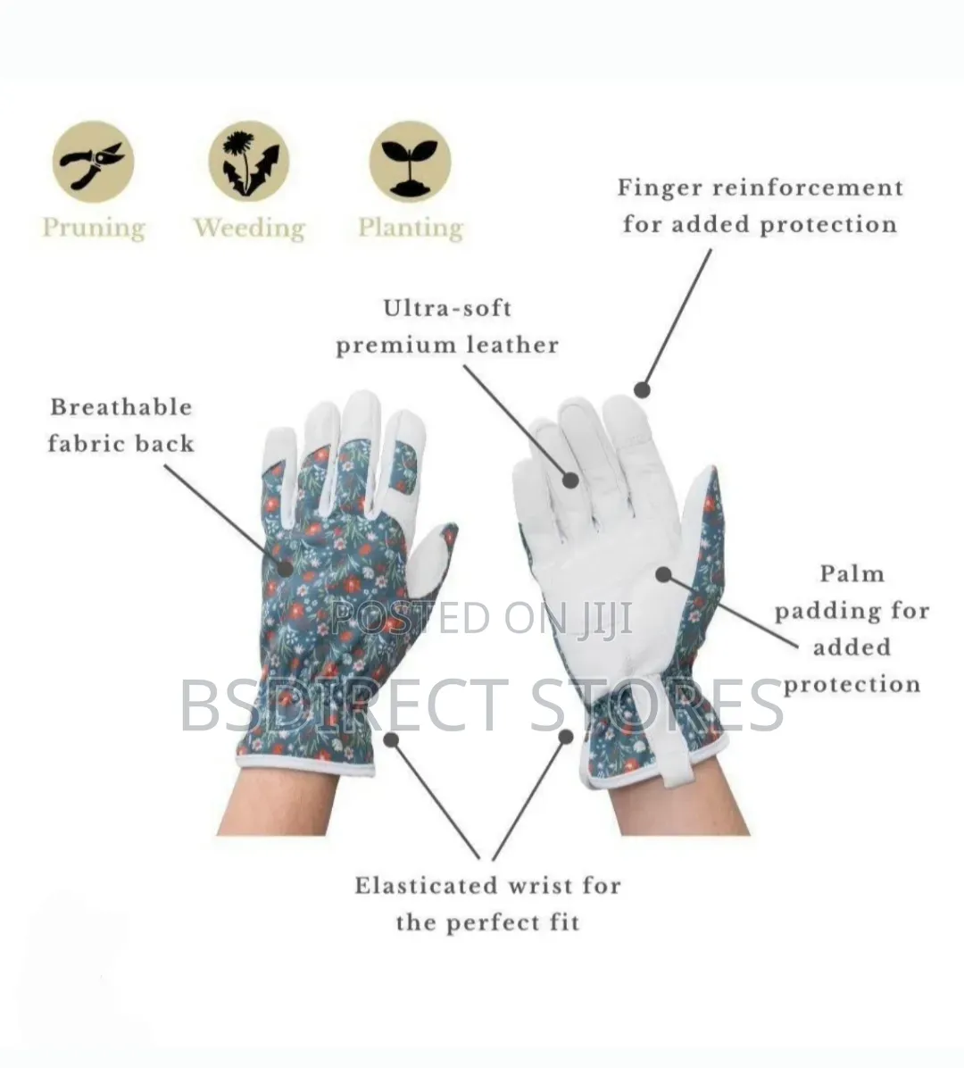 Kent & Stowe Meadow Flower Leather Ladies Luxury Gardening Soft Gloves