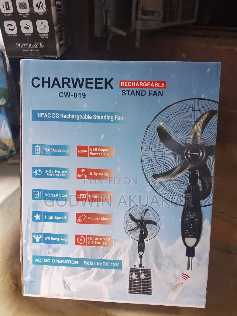 18 Inches Rechargeable Solar Fan