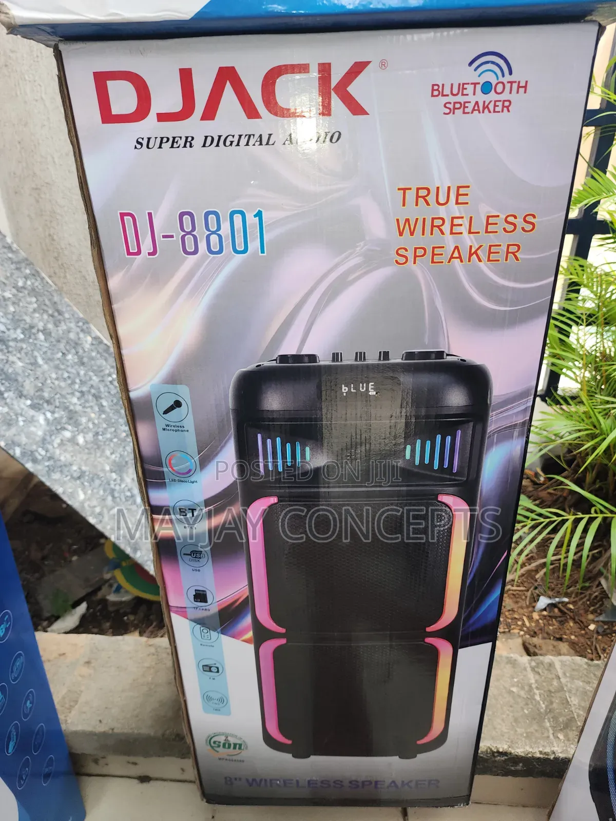 DJACK DJ-8801 Bluetooth Speaker With Wireless Mic and LED Disco Lights
