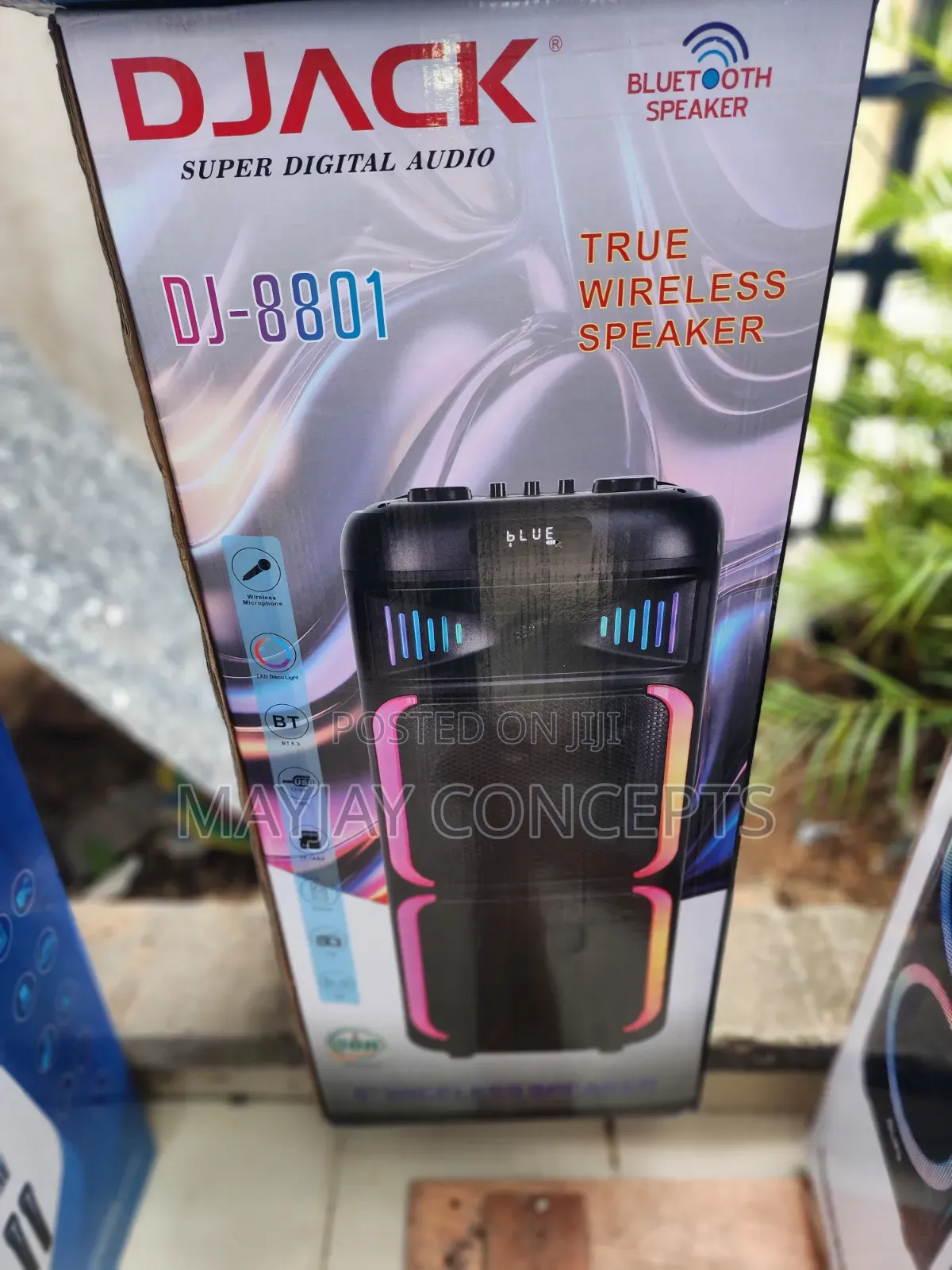 DJACK DJ-8801 Bluetooth Speaker With Wireless Mic and LED Disco Lights