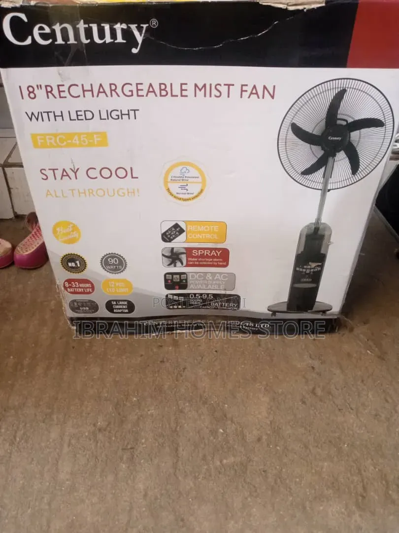Century 18 Inches Rechargeable Mist Fan With LED Light