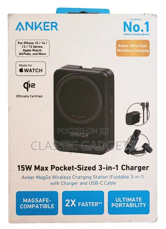 Anker 15W Max Pocket Sized 3 in 1 Charger