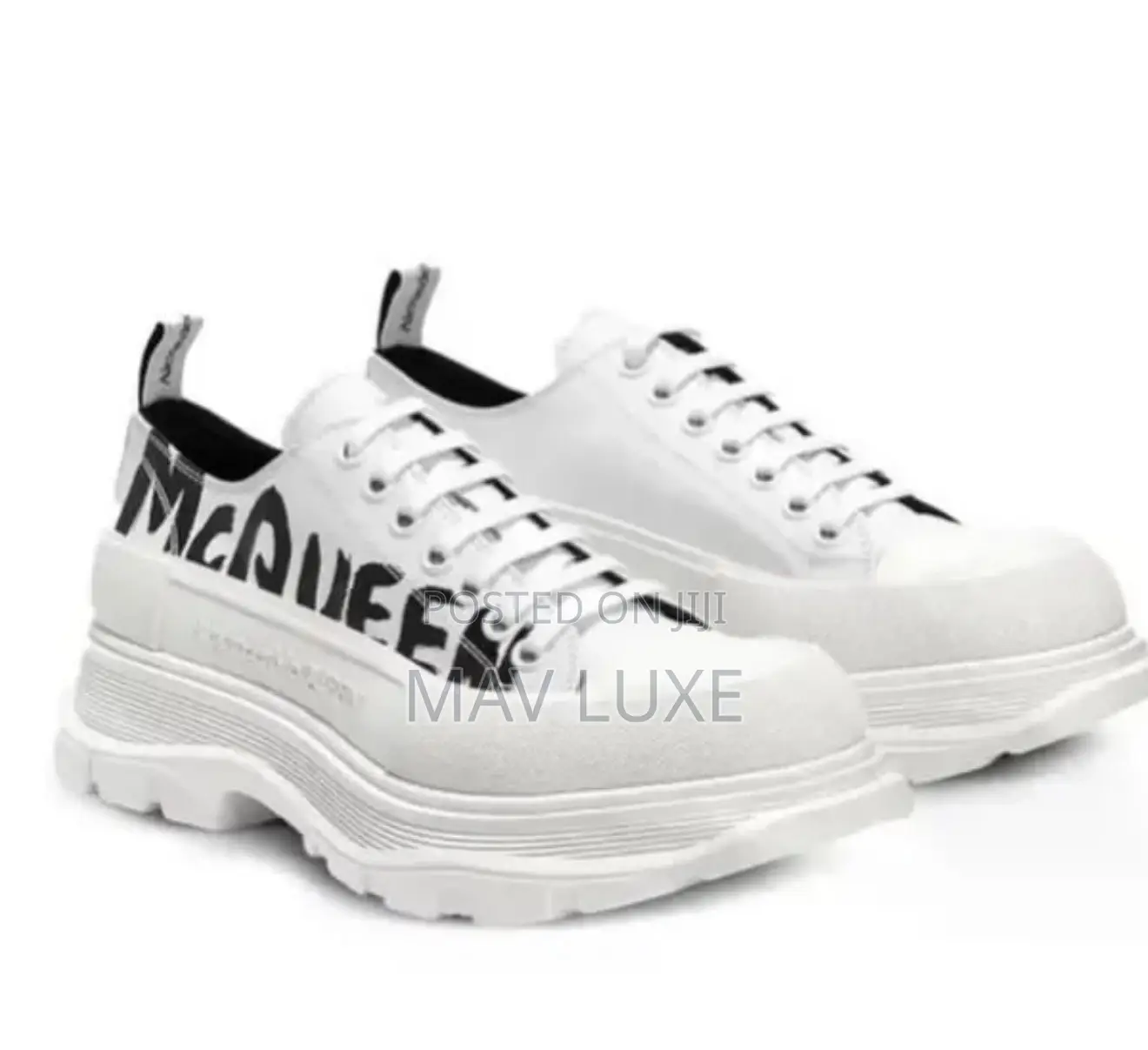 Alexander McQueen Tread Slick Low-Top Sneakers in the White and Black