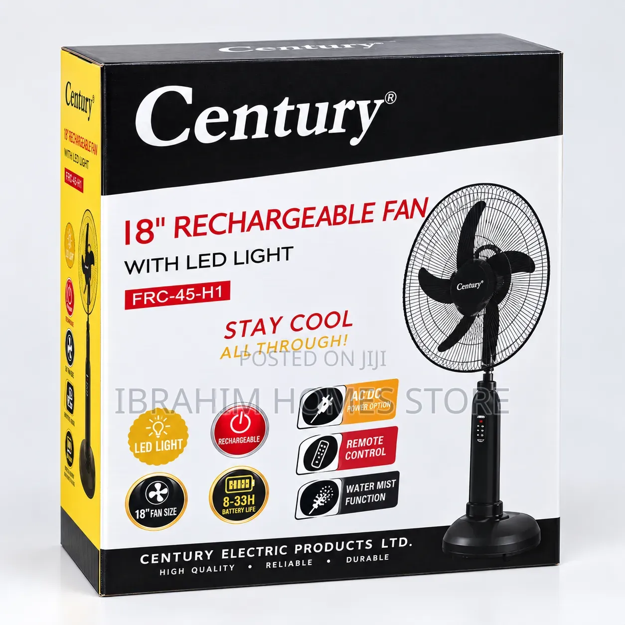Century Rechargeable Fan With Led Lights