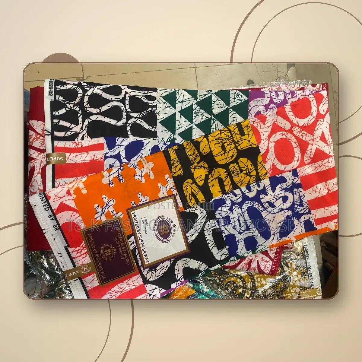 Super BR Wax Real Wax Block Print Ankara, 6 Yards (Multicolour)