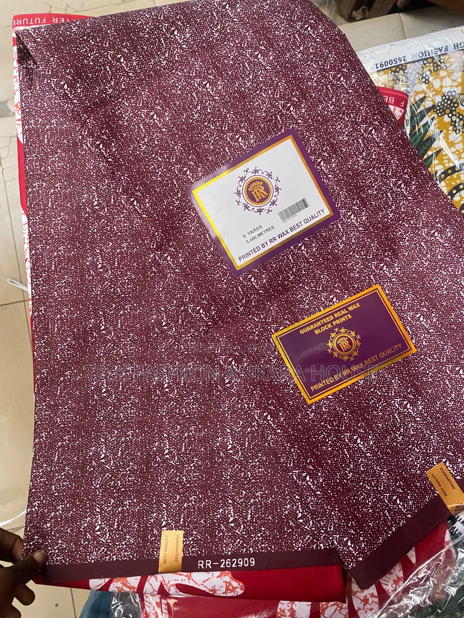 RR Wax Best Quality Real Wax Block Print, 6 Yards (Burgundy)