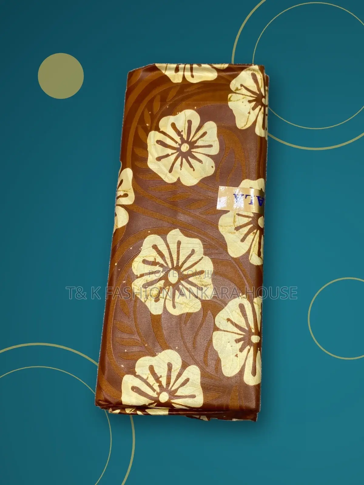 Brown & Cream Floral Printed Fabric 5 Yards