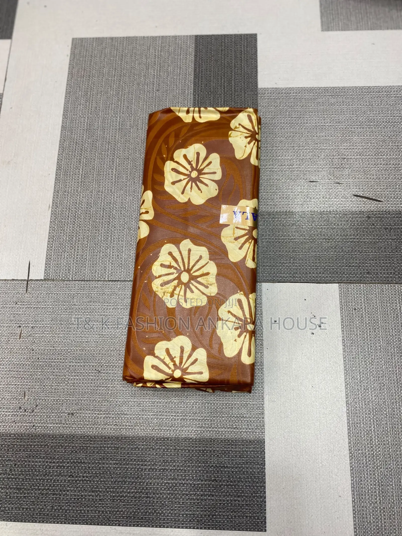 Brown & Cream Floral Printed Fabric 5 Yards