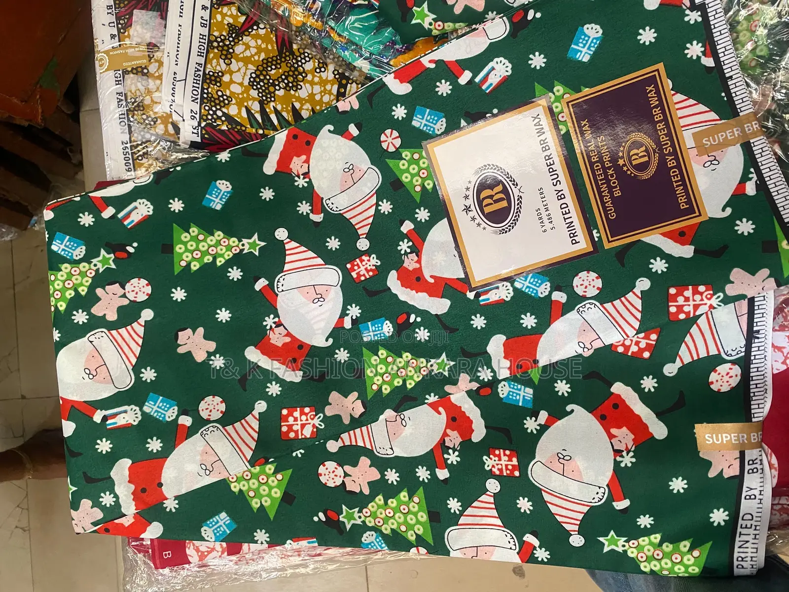 Super BR Wax Christmas Print Ankara, 6 Yards (Santa & Candy Canes)