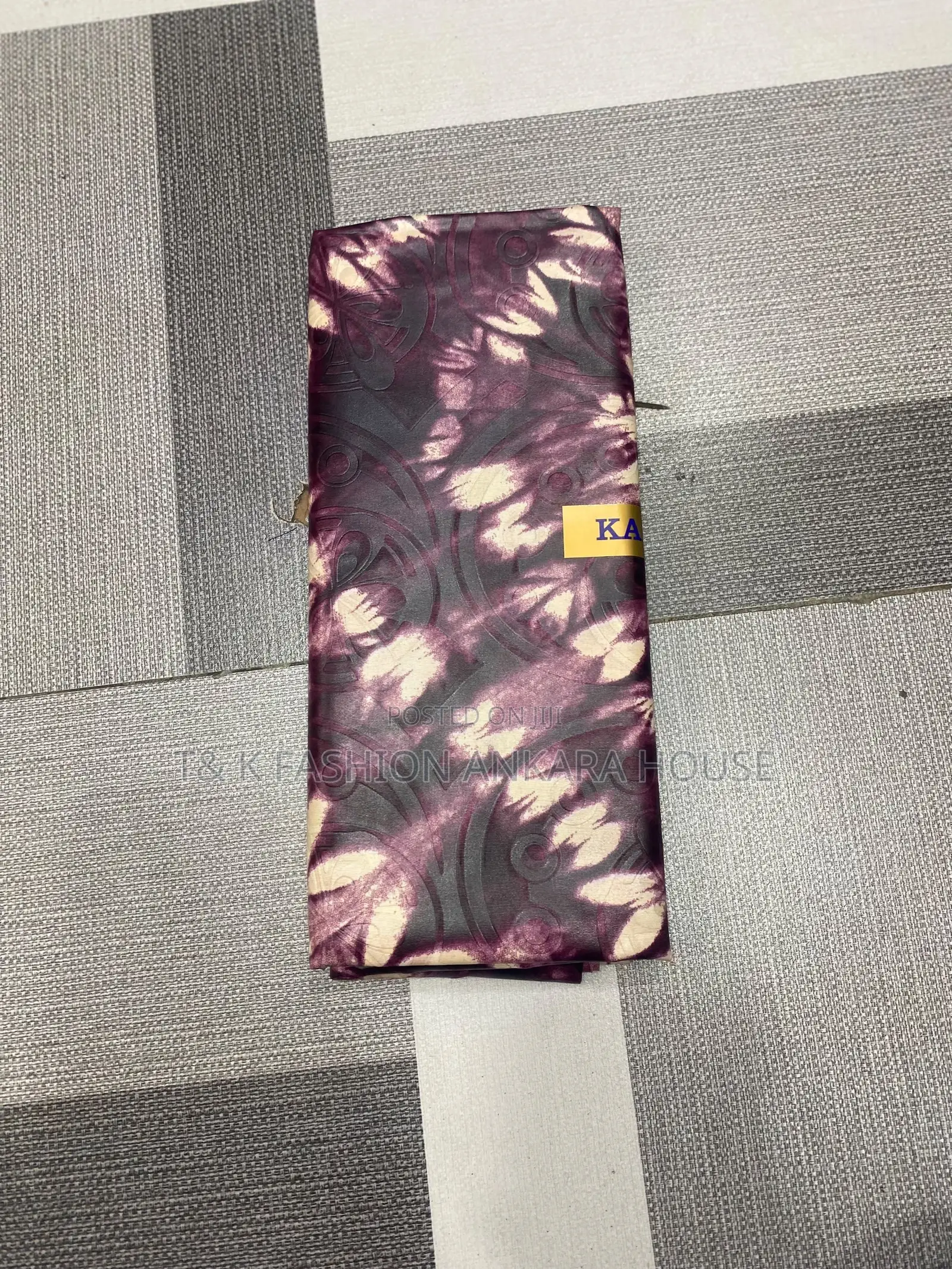 Plum & Cream Tie-Dye Printed Fabric, 5Yards