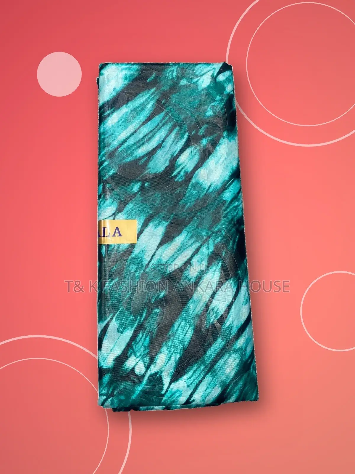 Turquoise & Black Tie-Dye Printed Fabric, 5Yards