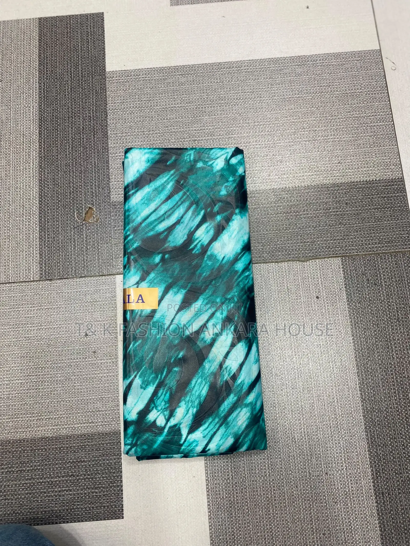 Turquoise & Black Tie-Dye Printed Fabric, 5Yards