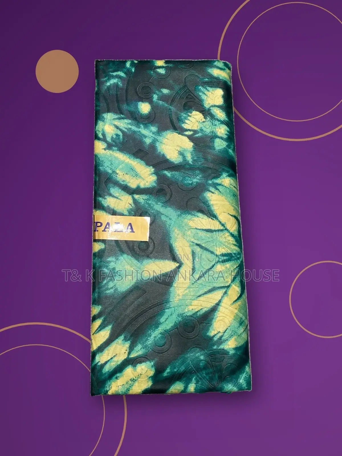 Teal & Yellow Tie-Dye Printed Fabric, [5] Yards