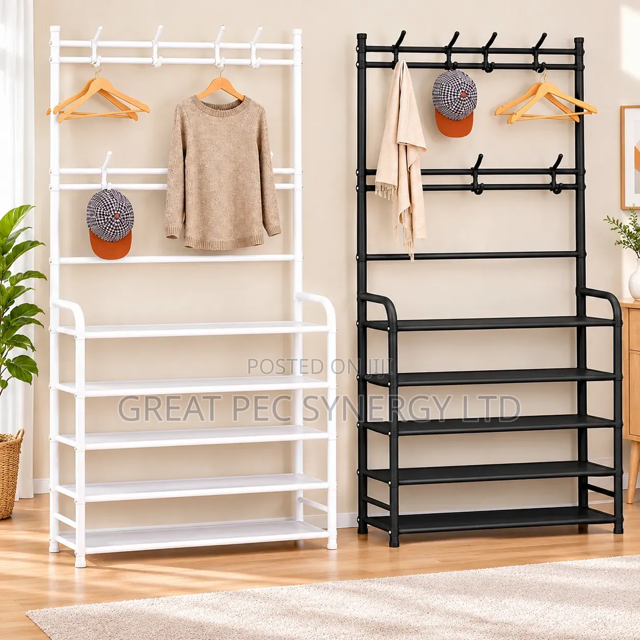 5 Layers Shoe Rack With Bag and Cap Hanger 80cm