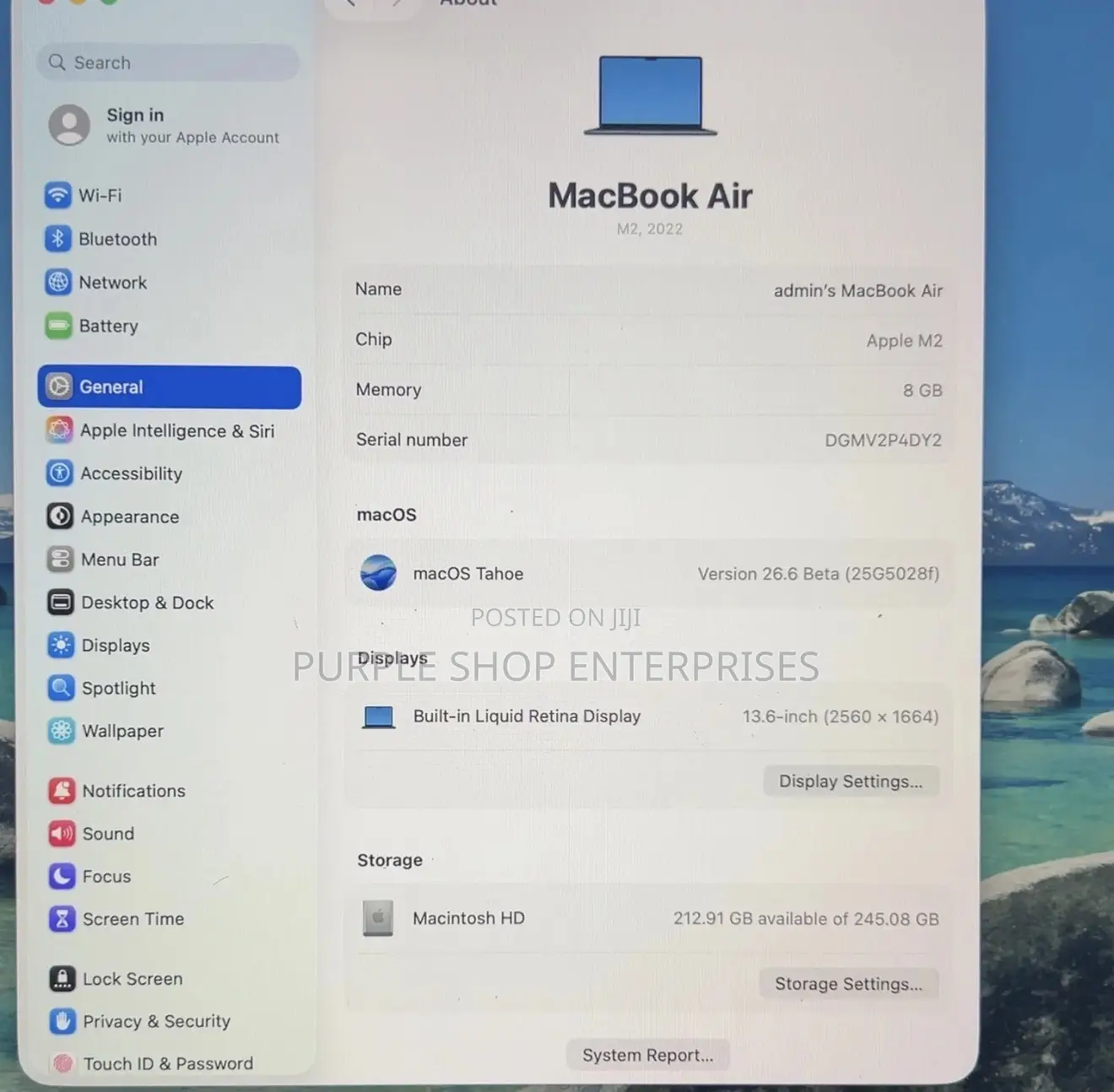 Laptop Apple MacBook Air 2022 M2 8GB Apple M2 SSD 256GB