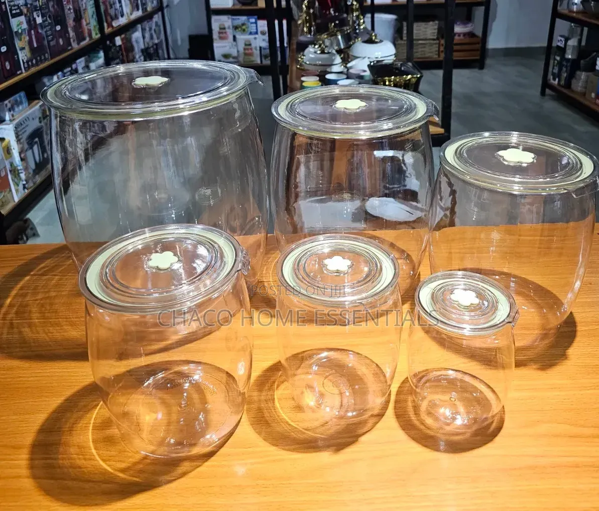 6-Piece Airtight Acrylic Pantry Storage Jar Set