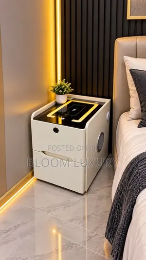 Smart Bedside Table With Bluetooth Speaker & Wireless Charger