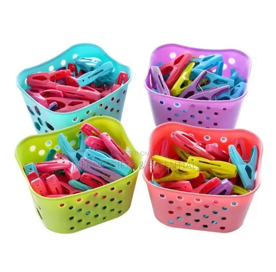 30pcs Heavy Duty Strong Laundry Pegs With Storage Basket