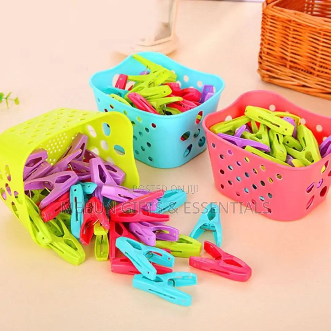 30pcs Heavy Duty Strong Laundry Pegs With Storage Basket