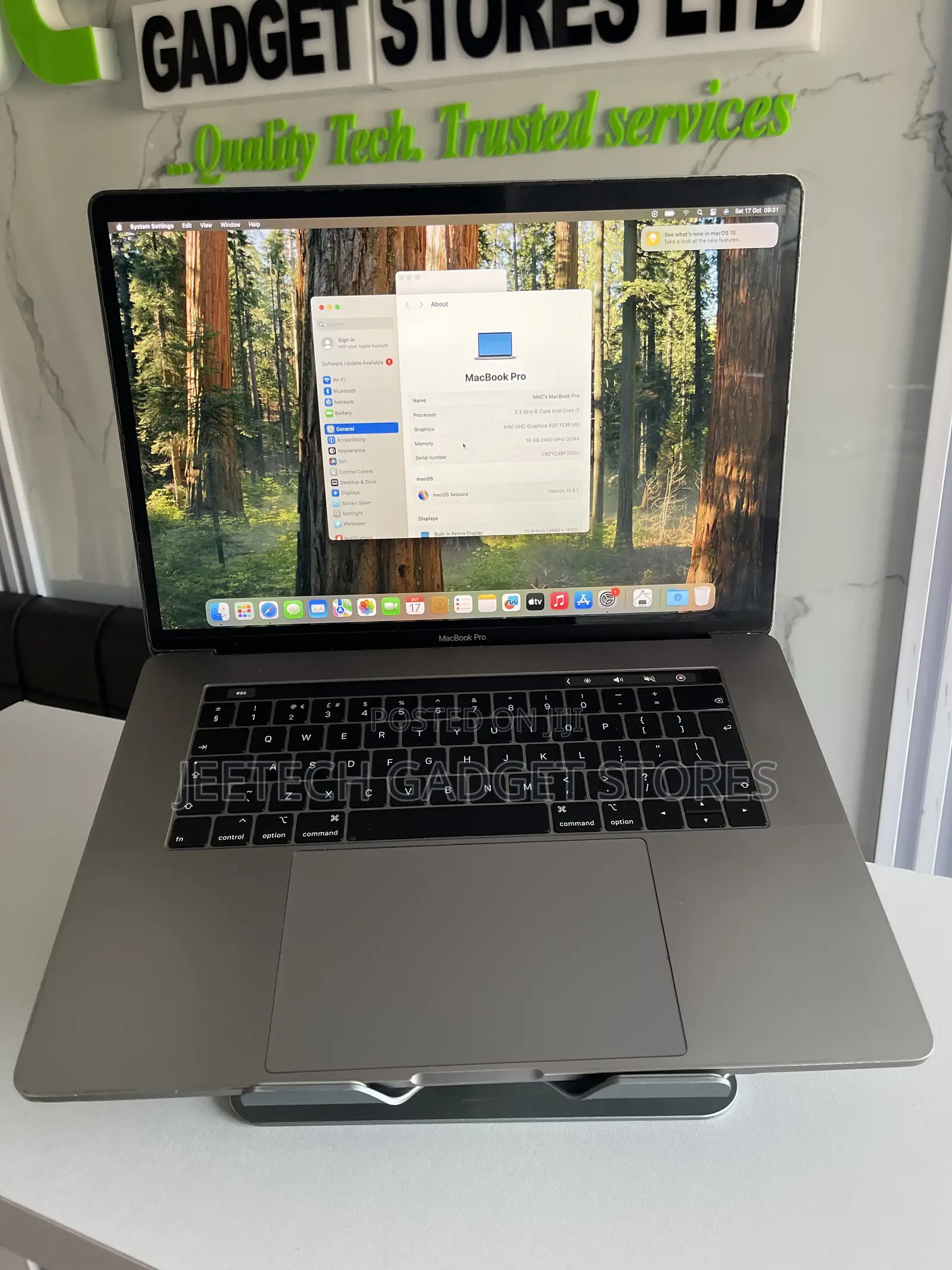 Laptop Apple MacBook Pro 2019 16GB Intel Core i7 SSD 256GB