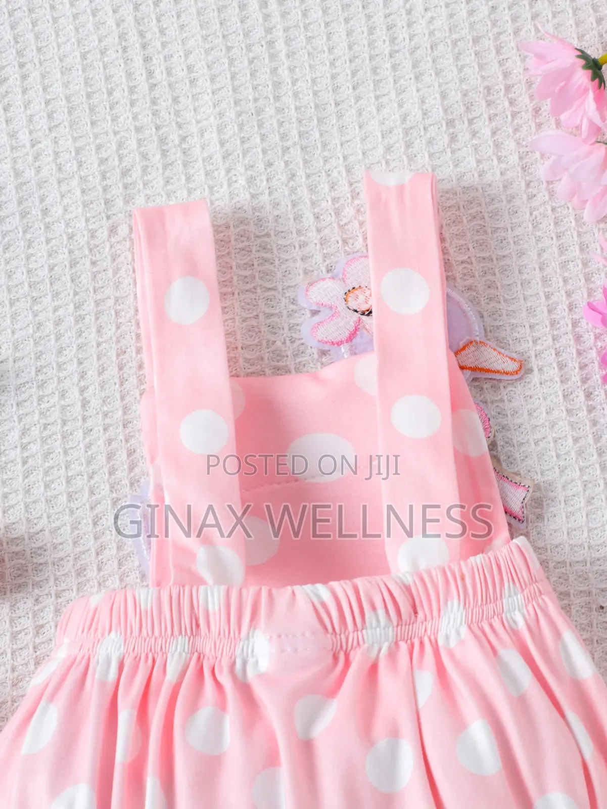 Baby Girls Pink Polka Dot Romper With Duck Design