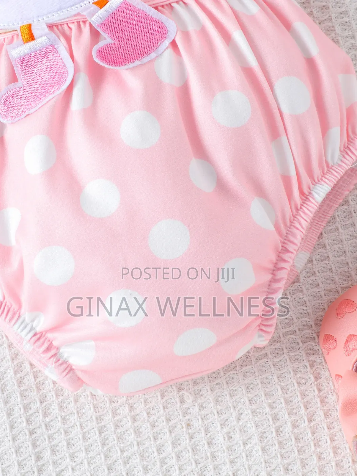 Baby Girls Pink Polka Dot Romper With Duck Design