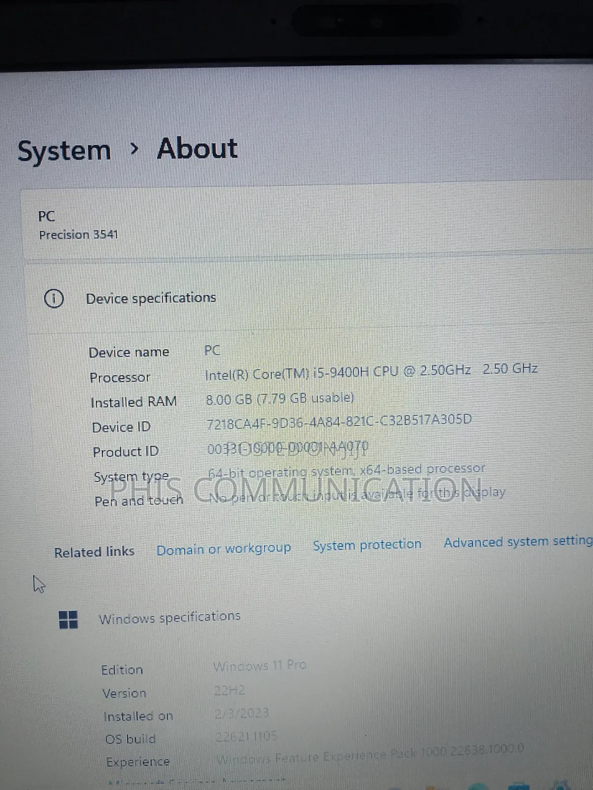 New Laptop Dell Precision 15 3541 8GB Intel Core i5 SSD 256GB