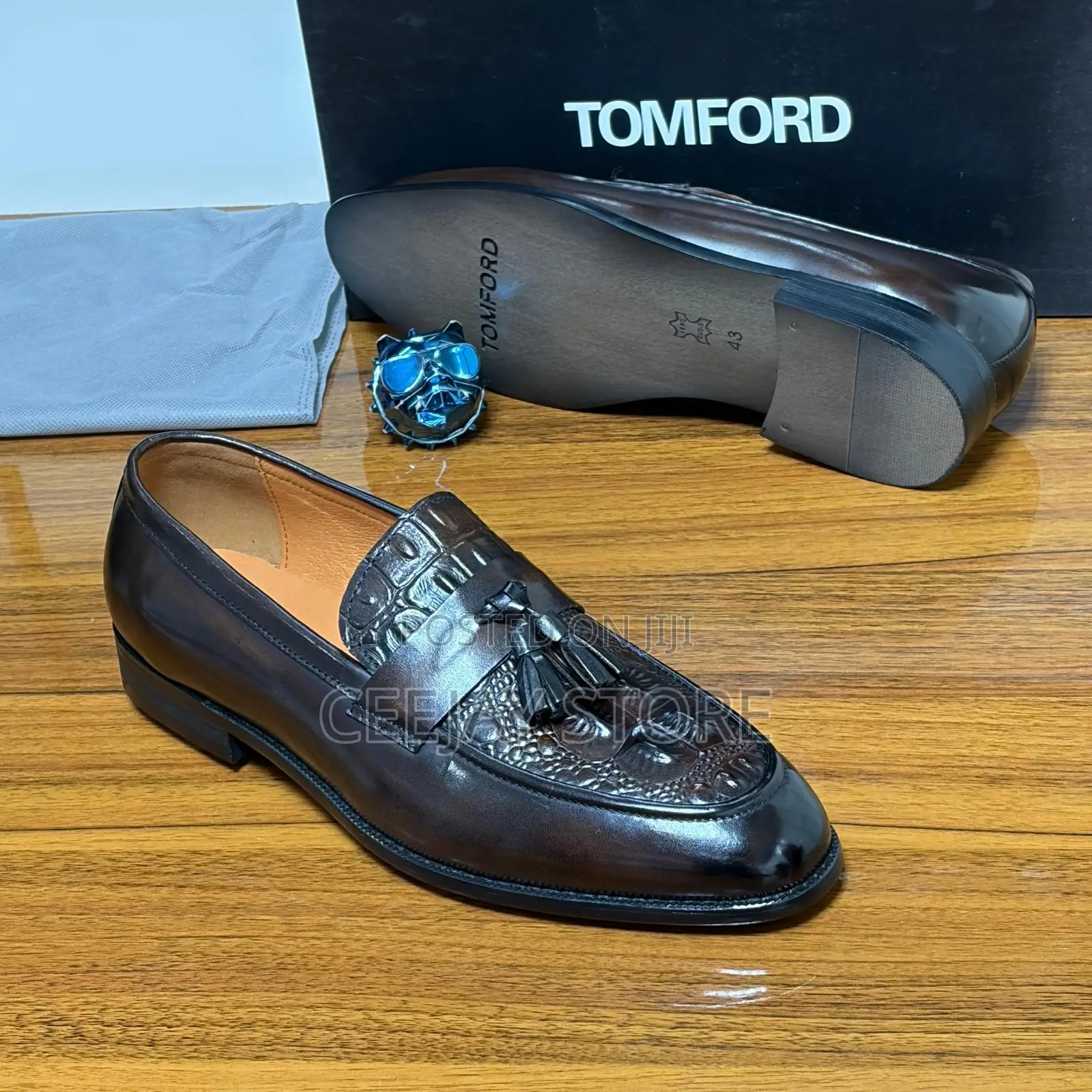 Tom Ford Men's Croc-Embossed Leather Tassel Loafers