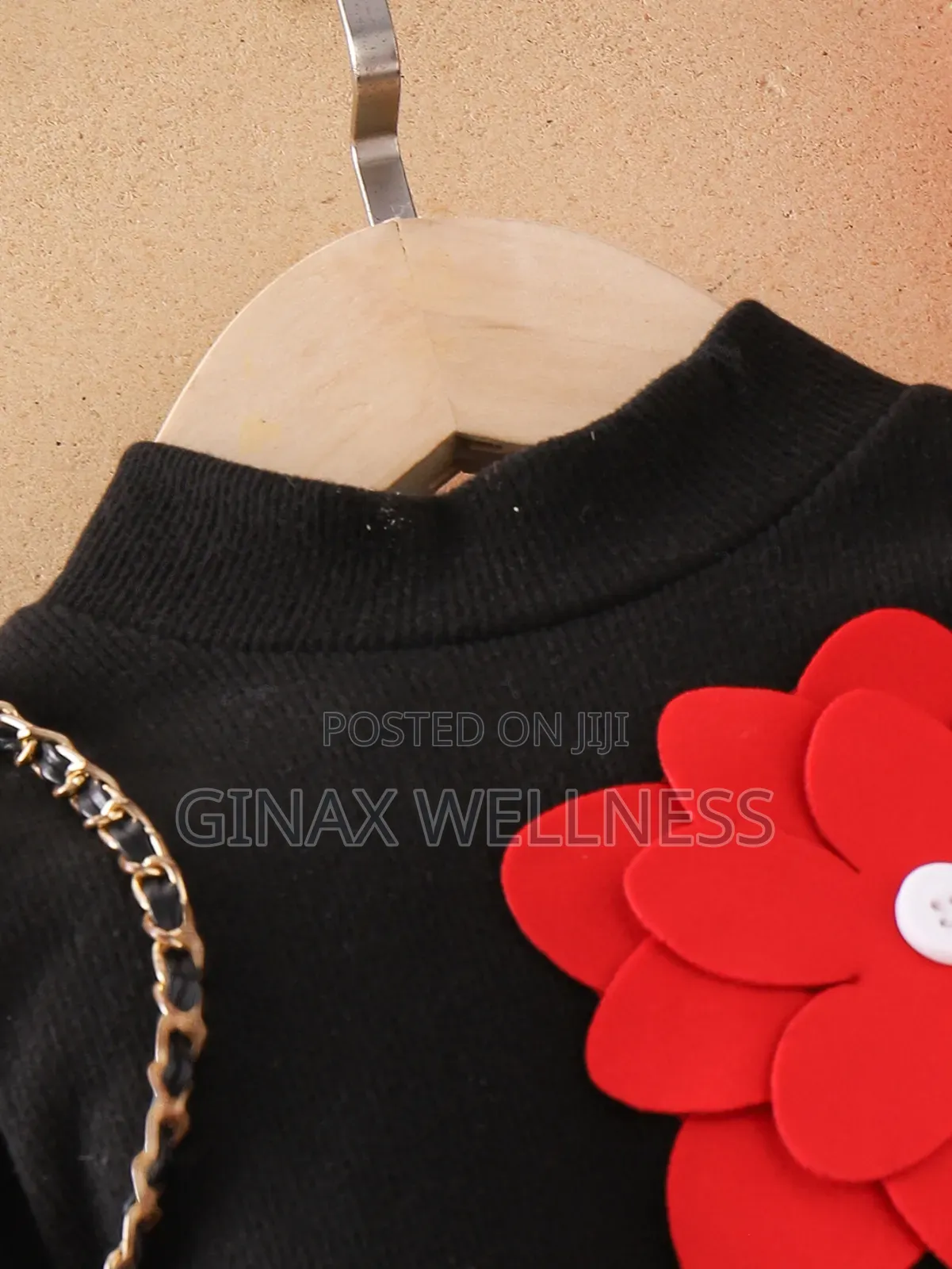 Baby Girls 2-Piece Black Long Sleeve Top and Red Flare Skirt Outfit