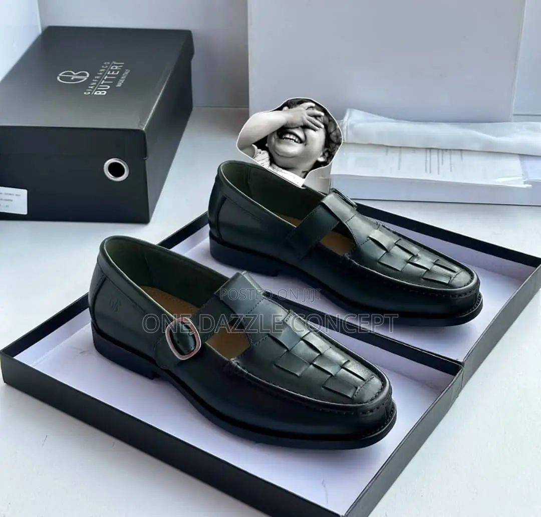 Gianfranco Butteri Woven T-Strap Leather Shoe