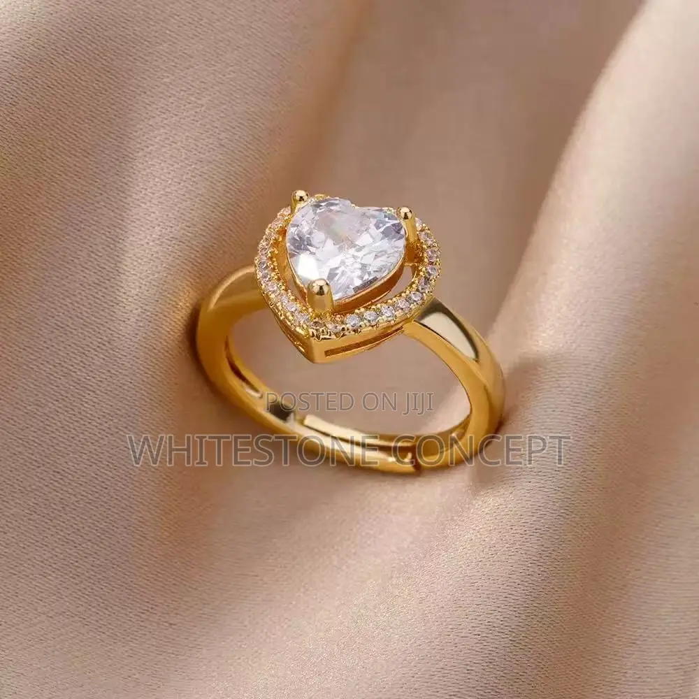 Resizable Gold Plated Stainless Heart Ring for Engagement/Wedding Ring