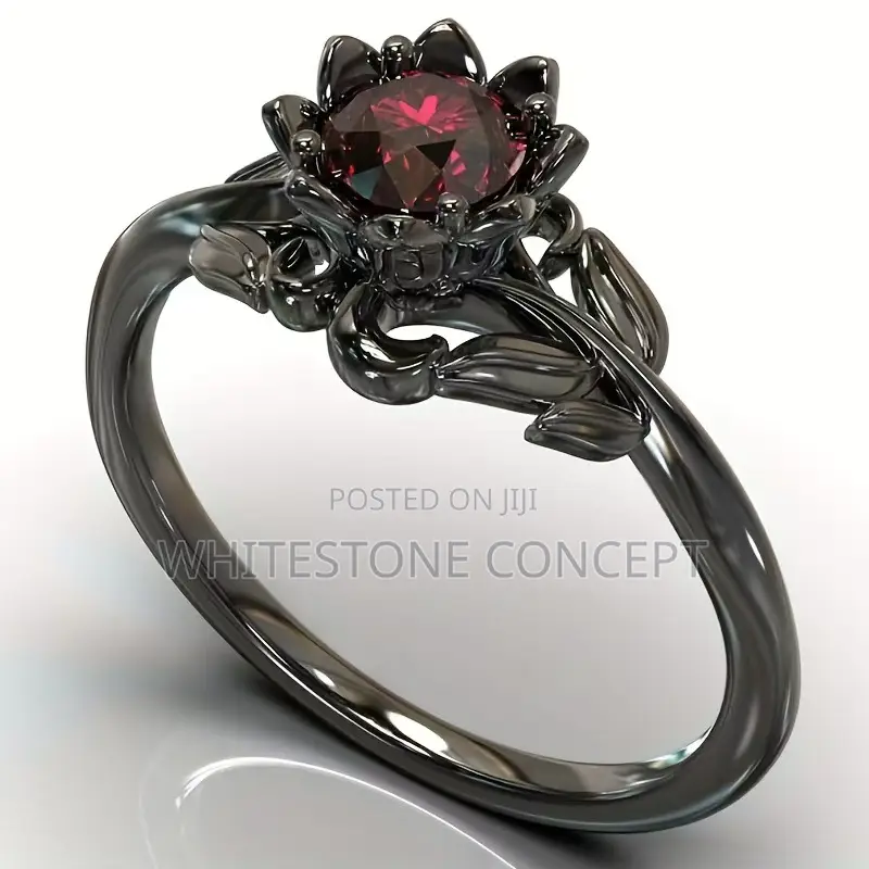 Charm Black Gold Rose Flower Ring for Wedding/Engagement