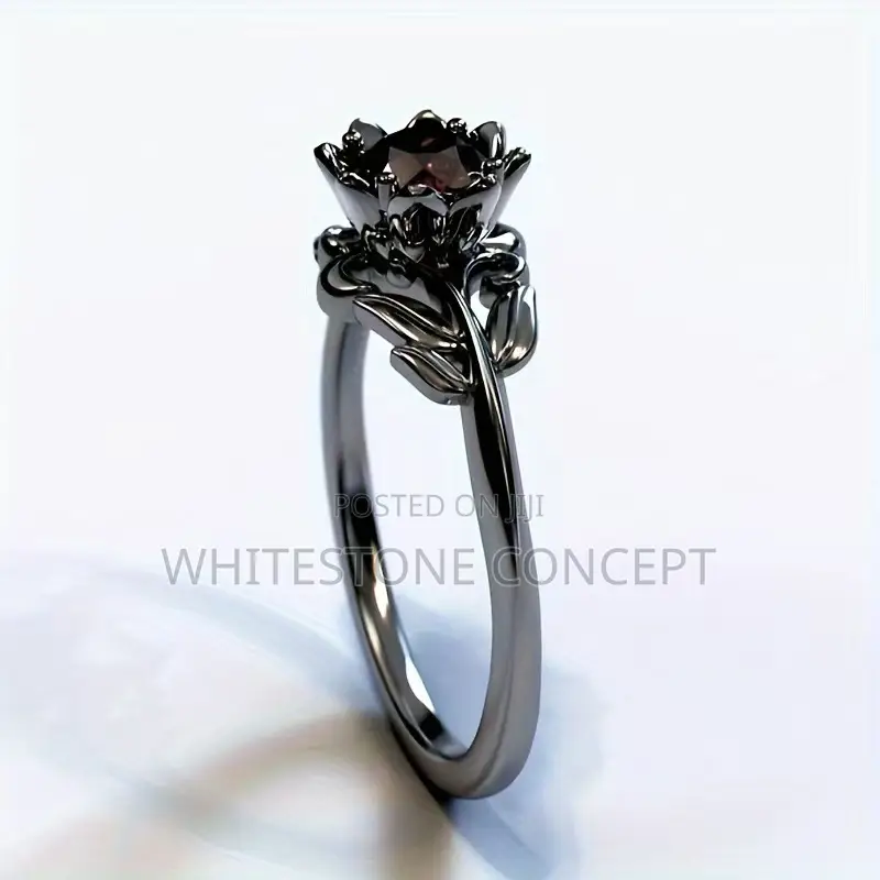 Charm Black Gold Rose Flower Ring for Wedding/Engagement