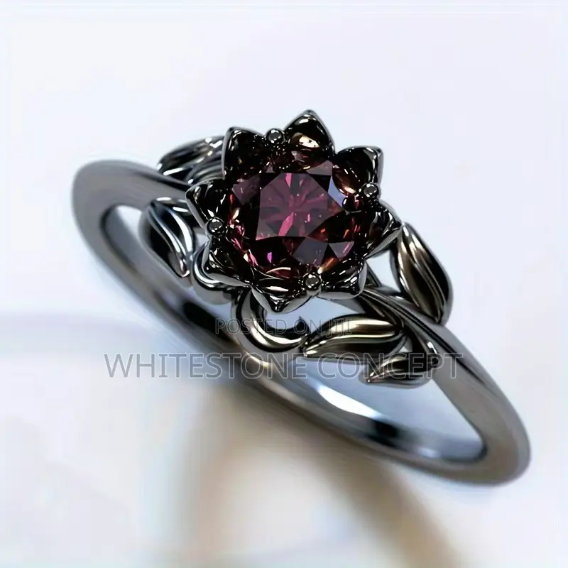 Charm Black Gold Rose Flower Ring for Wedding/Engagement
