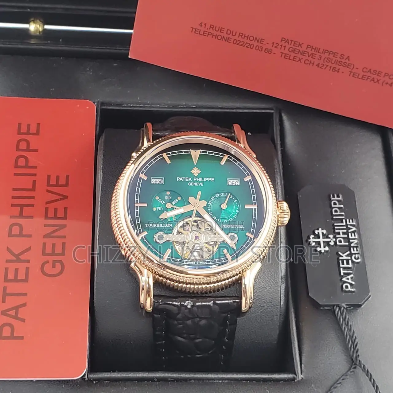 Patek Philippe Quality Luxury Men Genuine Leather Wristwatch